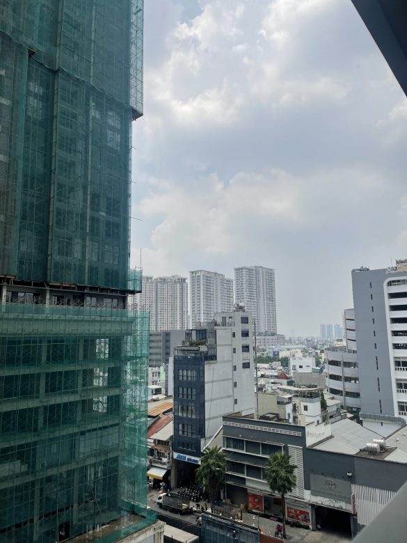 Private balcony with City building view.
